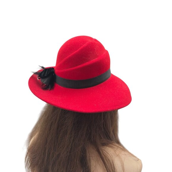 Vintage Red/Black Doeskin Felt 100% Wool Hat Geo Bollman Co. USA Made main image 9